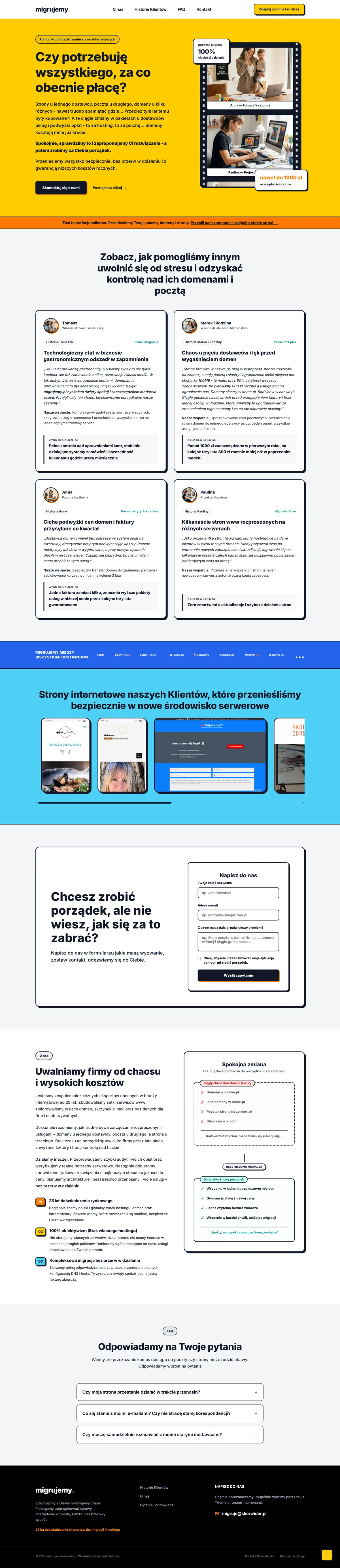 Migrujemy - landing page usługi migracji